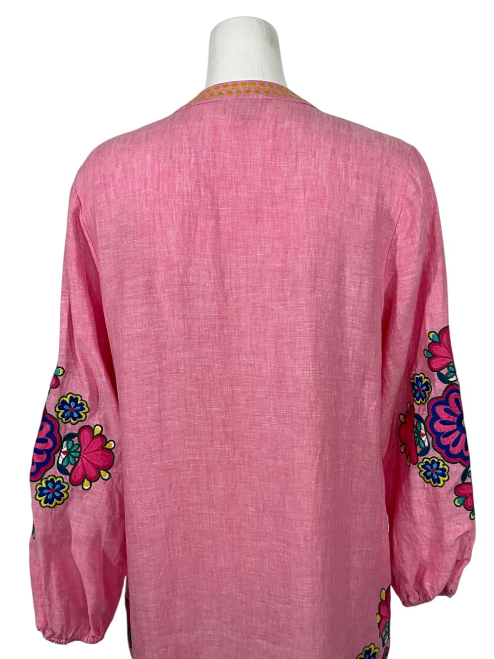 Boden Cleo Linen Dress 12L Pink Floral Embroidered Resortwear MISSING BELT - Picture 11 of 16